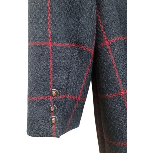 John Meyer Of Norwich Vintage Woolblend Gray and Red Coat Size 10 - Picture 5 of 9